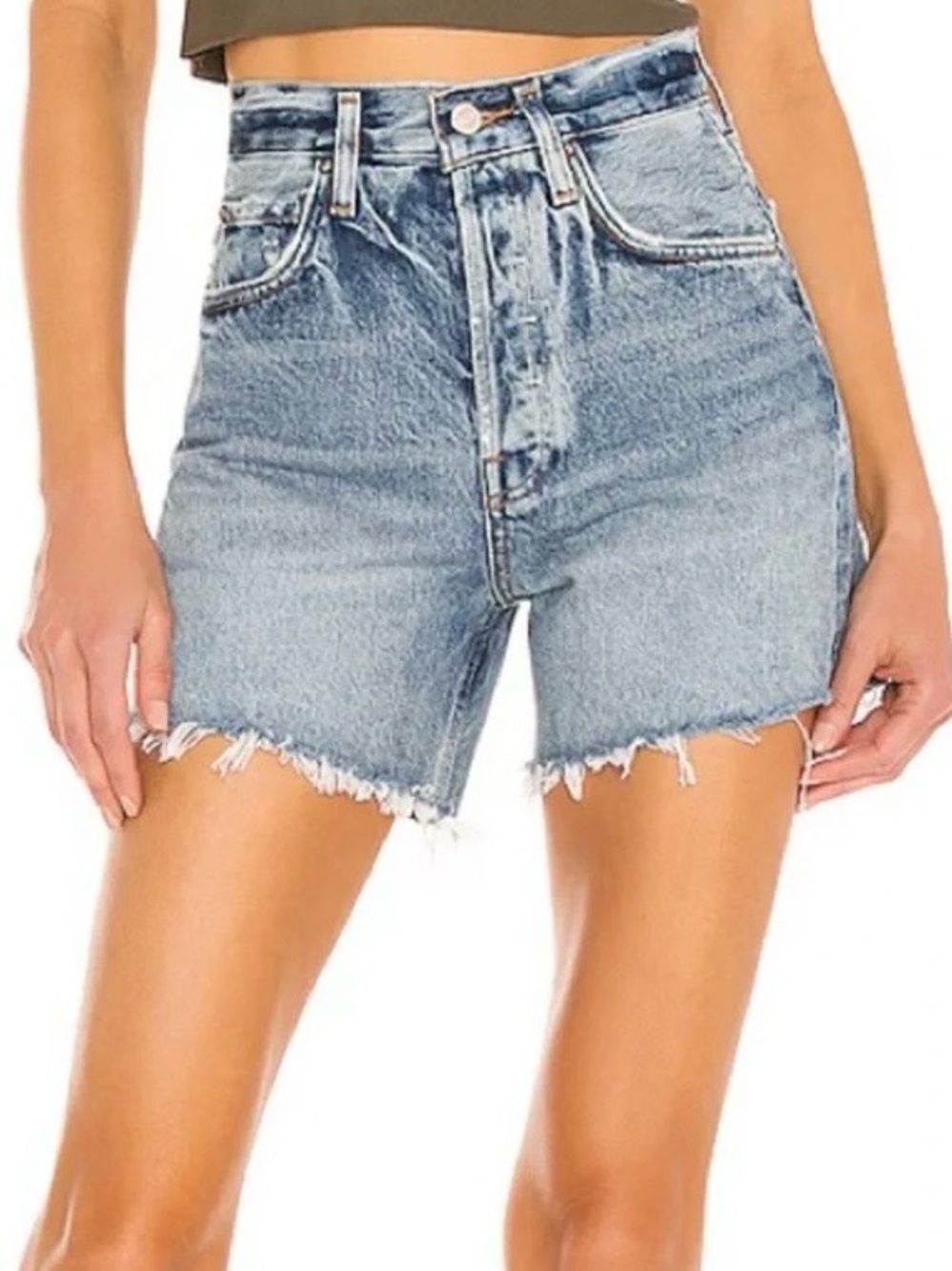 Agolde Frayed Riley Shorts - Picture 4 of 10
